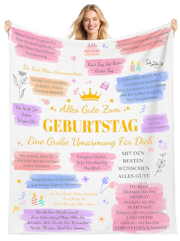 Beste Geburtstag Geschenke Decke 150x200 cm Kuscheldecke Personalisiert | Geburtstagsgeschenk Super Weiche Flanelldecke Personalisierte Decken Geschenk für Frauen Freundin Mutter Schwester Tochter