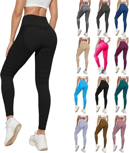 3D Leggings Damen Anti Cellulite Kompression Leggins High Waist Push Up Yoga Hose mit Bauchkontrolle Blickdicht Figurformende Booty Lifting Fitness Sporthose Stretch Bequem Lipödem