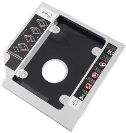 Generic 12.7mm Aluminum HDD SSD Enclosure for Laptop, 2nd Hard Drive Adapter with Noise Absorption, Dual Boot Option, 2.5-inch Support, for Tech Enthusiasts