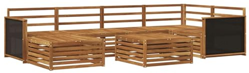 vidaXL Outdoor-Sofagarnitur 7 pcs Natur, Moderne Garten-Sofa, wetterfeste Lounge-Garnitur für Terrasse, Bequeme Sitzmöbel, tolles Relaxen
