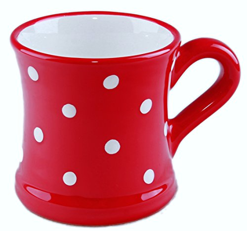 UNGARNIKAT Tasse en céramique Rouge à pois blancs peints à la main 0,45 l