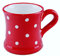 UNGARNIKAT Tasse en céramique Rouge à pois blancs peints à la main 0,45 l