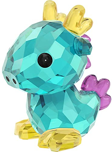 Swarovski Zodiac Majestätischer Drache aus Kristallen in der Farbe Türkis-Gelb-Lila, Maße: 3,4cm x 2,5cm x 3cm, 5302554
