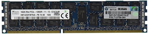 HP Kit de memoria de servidor DDR3-1600-MHZ 2RX4 PC3L-12800R de 16 GB (1 x 16 GB) 713985-B21 (renovada)