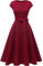 DRESSTELLS Robe Cocktail Mariage Vintage Robe Casual Femme Robe de Soiree Femme Robe baptême col Rond Manches Courtes Bourgogne L