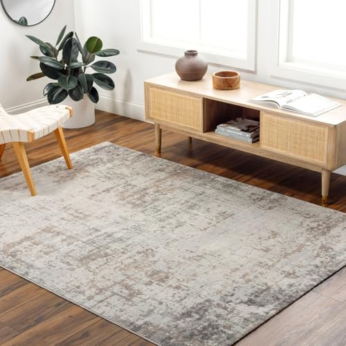Livabliss Utrecht Abstract Rug - Area Rugs Living Room 200x275 cm, Dining Room, Lounge, Kitchen, Bedroom - Modern Marble Large Rug, Soft Luxurious Easy Care Medium Pile, Cream, Brown and Grey