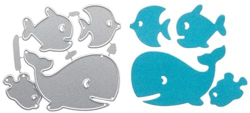 Stanzenshop Wal und drei Fische Stanzschablone, Meer, Tiere, Stanzformen, Schablonen, Scrapbooking, Kartenherstellung