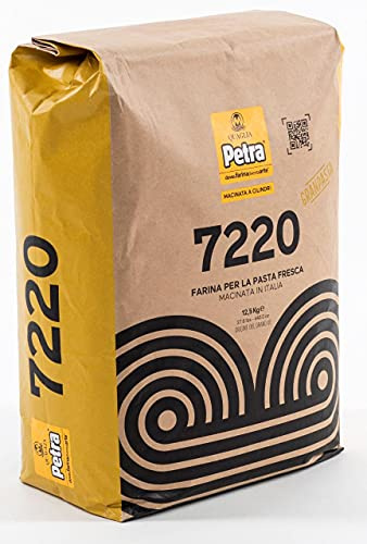 12,5 kg Petra 7220 – farina di grano tenero tipo 00 – Ideale per Pasta Fresca, Gnocchi, Lavorazioni a Mano ed Estrusione – Alta Capacità di Assorbimento – Senza Antiossidanti