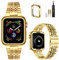 MioHHR Correa compatible con Apple Watch de 42 mm, 44 mm, 45 mm, correa de metal de acero inoxidable sólido para iWatch Series 9, 8, 7, 6, 5, 4, 3, 2, 1, SE, hombres y mujeres (dorado)