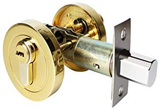 Home Door Single Cylinder Security Lock Deadbolt Zinc Alloy Safe Deadbolt Lock Door Handles Entrance Locker with Keys for 30-45 mm Thickness Bathroom Bedroom Wooden Steel Door (Gold)