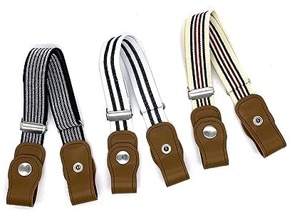 Anshili 3 Stücke Kinder Gürtel Einstellbar Elastisch Stretchgürtel für Jungen und Mädchen (E)