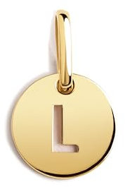 SINGULARU - Mini Medallion Letter. Colgante Inicial en Plata de Ley 925 con Acabado Baño de Oro de 18 Kt. Combinable con Collar. Joyas para Mujer. Letra L