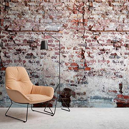 Livingwalls Vliestapete - Tapete Mauer Steinoptik industrial in Rot, Grau und Weiß - Wandtapete für verschiedene Räume - Wandbild XXL 159 x 280 cm