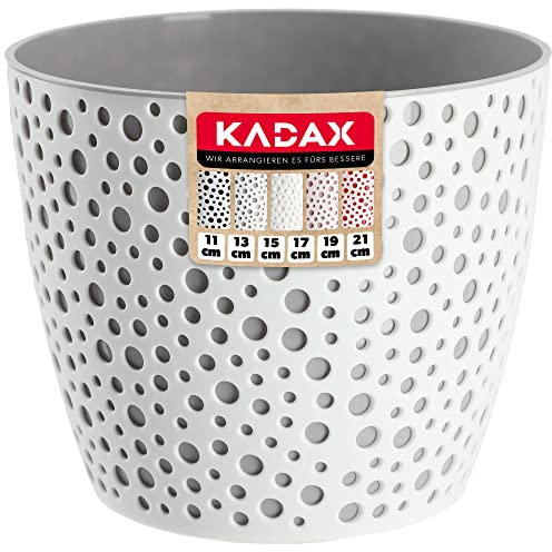 KADAX Pot de fleurs en plastique - Diamètre : 11 à 21 cm - 5 couleurs - Pot simple et robuste - Protection ronde pour fougère - Diamètre : 13 cm - Gris