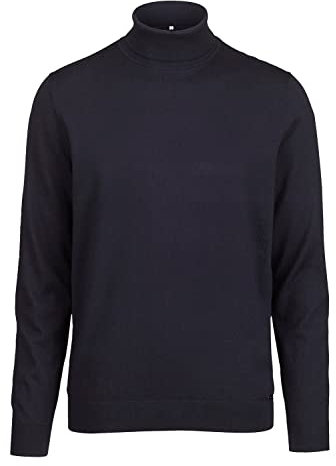 Marvelis Herren Rollkragenpullover Casual Fit Merino Einfarbig Marine, Größe:3XL