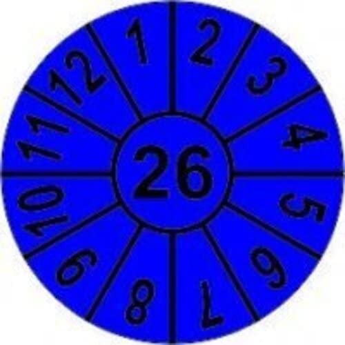 1000 Stück - Jahresmarken Prüfplakette selbstklebend Prüfsiegel für das Jahr 2026 blau | Ø2cm