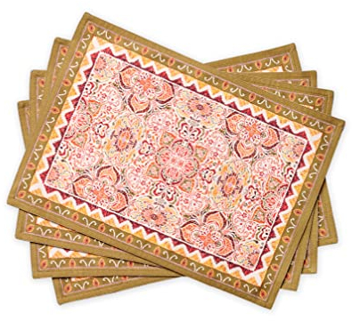 Maison d' Hermine Damask 100% Baumwolle Set mit 4 Tischsets für den Esstisch | Küche | Hochzeit | Alltag | Dinnerpartys | Thanksgiving/Weihnachten (33CM x 48CM)