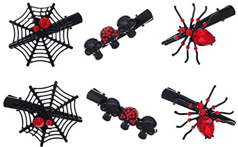Molletta for Capelli,Accessori for Capelli,6x Fermagli for Capelli di Halloween for Donne Ragazze Gotico Scintillante Forcine for Capelli con Strass Ragnatela Horror Mollette for Capelli Halloween Par