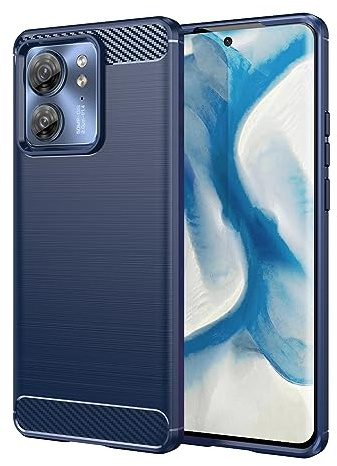 SCL Case for Moto Edge 40 Case Motorola Edge 40 Case [Blue], Carbon Fibre Effect Gel Grip Protection Cover [Anti Scratch][Anti Collision] Case Compatible with Motorola Edge 40