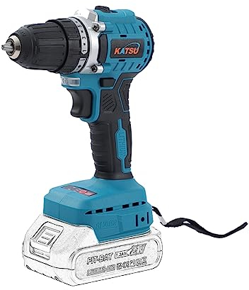KATSU FIT-BAT 21V Brushless Cordless Drill Driver, 10mm Keyless Chuck, 2 Gear Speed and LED Light, Ideal for Home DIY Tasks, No Battery and Charger 102360