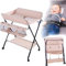 Wickeltisch und Badewanne 2-in-1 für Babys von Geburt bis 12 Monate (bis 25 kg), Faltbar, Tragbar, Mit 4 Rollen (Rosa)