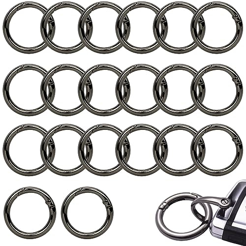 20 Stück Runder Karabiner 32 mm, Karabinerhaken Rund, Schlüsselanhänger Ringe, Zinklegierung Runde Karabiner, Schlüsselring Karabiner für Schlüsselanhänger, Rucksäcke