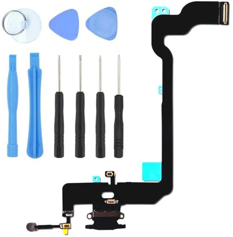 S&L ENTERPRISE Charging Port Dock Connector Compatible with iPhone XS (5.8 inch) 2018 Replacement Flex Cable – Microphone/Antenna Replacement/Headphone Port Incl. Repair Kit - Black