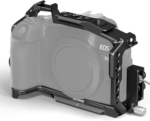 NEEWER EOS R8 Cage de Caméra avec Serre-câble HDMI, Rail NATO, Arca à Dégagement, Vis Anti-Torsion, Plate-Forme Vidéo de Protection en Aluminium Compatible avec Canon R8 DJI RS 2 RSC 2 RS 3 Pro,CA039