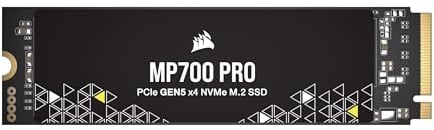 Corsair MP700 PRO 1TB M.2 PCIe Gen5 x4 NVMe 2.0 SSD - M.2 2280 - Bis zu 11.700MB/sec Sequentielles Lesen - High-Density TLC NAND - Schwarz