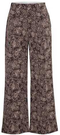 ICHI IHKATE Damen Hose Stoffhose Culotte-Hose mit Ziernähten seitlichen Reißverschluss Gemustert Regular fit, Größe:XS, Farbe:Dark Fungi Snake AOP (203322)