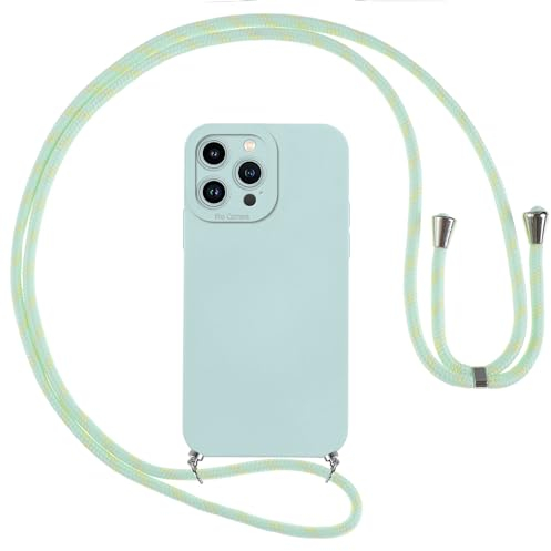 Vauki Funda para iPhone 13 Pro MAX con Cuerda, Carcasa Silicona AntiChoque con Correa, Case con Ajustable Colgante Collar Suave Cuello para iPhone 13Pro MAX, Cordón-Azul