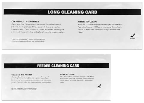 105999-701 12-Pack Cleaning Card 2 Piece Set for Zebra ZXP Series 7 ZXP7 ID Card Printer,12 Printer Path Cleaning Cards and 12 Feeder Cleaning Cards