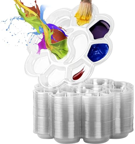 SHIDOW Bandeja de paleta de pintura, bandeja de pintura, bandeja redonda de paleta de pintura, paleta de colores desechables, paletas de pintura con 10 pozos, para pintura o clases de manualidades (50