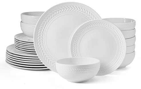 Pfaltzgraff Josephine - Vajilla de 24 piezas, servicio para 8, color blanco