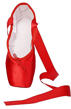 M&Catree Ballett Spitzenschuhe Ballettschläppchen Tanzschuhe mit dem genähten Band für Mädchen Damen - Rot, CN 33 (EU 32)