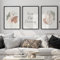 FAVELOT Abstrakte Bilder Set A4, Poster Aesthetic, Poster Set, Wandbilder Wohnzimmer - Boho Bilder grün beige, Bilder mit Sprüchen, Line Art Bilder, 3x Din A4