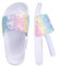 Torotto Unisex-Kinder Badeschlappen Sommer Flache Hausschuhe Badesandalen rutschfest Schlappen Badeschuhe(Regenbogen Einhorn, 30/31EU)