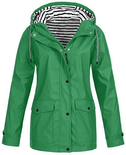 Vêtements Imperméables Femme Manteau Coupe-Vent Avec Poches et Doublure Zippée Veste De Pluie Couleur Unie Extérieur Blazer