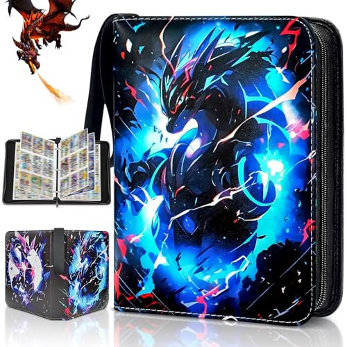 Sammelalbum Karten, Sammelkarten Album für Cooles Lightning Dragon, 50 Seiten 400 Abnehmbare Karten Taschen, Tragbar Wasserdicht PU Karten Halter, Sammelbuch Geschenk ist das Geschenk für Kinder
