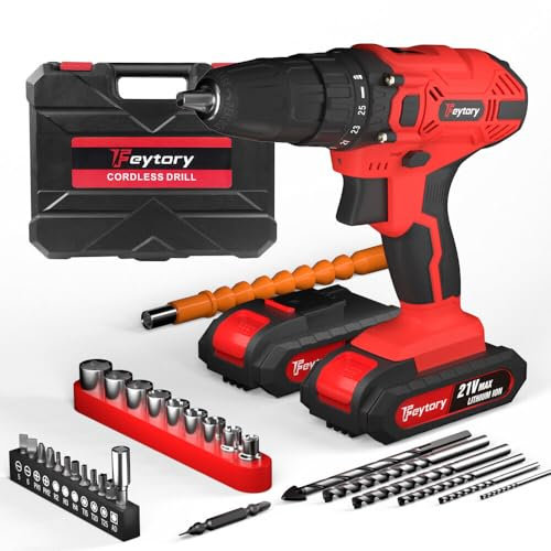 Kit de destornillador eléctrico inalámbrico de 21 V, destornilladores combinados, taladros y luz LED