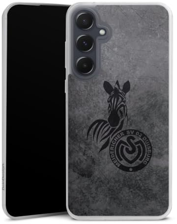Slim Case kompatibel mit Samsung Galaxy A 55 5G Silikon Handyhülle transparent Hülle extra dünn Zebra MSV Duisburg Offizielles Lizenzprodukt