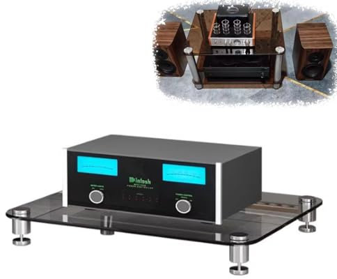 IMUNKT Rack Audio en Verre Trempé Meuble Chaine HiFi 1/2/3/4 Etagères, Étagère Multimédia, Support Composants Stéréo, Étagère D’Angle, Consoles De Jeux(Clear,1 Tier-60x48x8cm)