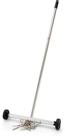 HARDK Magnet Pickup Sweeper Tools - 17 inch - Magnetic Pick Up Sweeper -10 Lbs - Yard Magnet with Telescoping Holder and Wheels to Pick Up Nails, Magnetic Sweeper for Construction,Lawn,Roofing