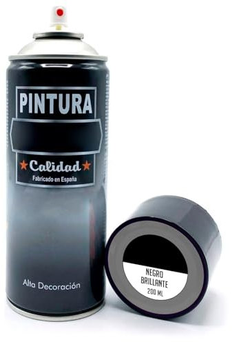 AC - Bote de Pintura en Spray - Fabricado en España - Ideal para cualquier superficie, Madera, Metal, Cartón, Piedra o Cerámica - Capacidad de 200 ML - Color Negro Brillante
