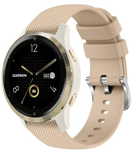 ZGCE Correa para Garmin Venu 2S / Venu 3S / Vivomove 3S / Vivoactive 4S, 18mm Correa deportiva de silicona para Fossil Woman Gen 6 / Fossil Woman Gen 5E, Té con leche