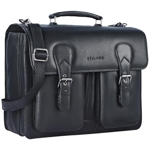 STILORD 'Denver' Vintage Aktentasche Herren Leder XL - Männer Business Umhängetasche für 15.6 Zoll Laptop - Große Bürotasche Echt-Leder Lehrertasche