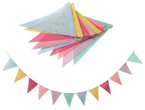 SIRLOMU Guirlande de Fanions Résistant aux Intempéries, Guirlande Enfant, Deco Chambre Bebe, 4 mètres, Coton, Bannière de Drapeau Triangulaire en Tissu, bébé à Suspendre (couleurs bonbon)