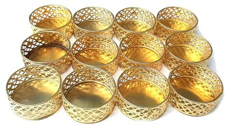 Indian Handicraft Gold Tealight Candle Holders – Set of 24 Decorative Lattice Design Holders Perfect for Weddings, Parties, and Festive Decor