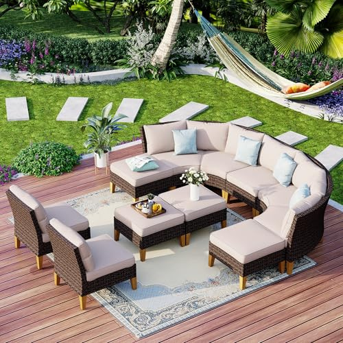 MFSTUDIO Polyrattan Gartenmöbel, Gartenlounge Outdoor, Wetterfest