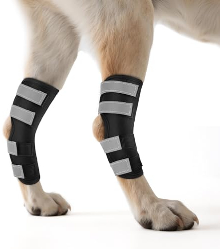 OHCOZZY Hinterbeinbandage für Hunde 2 Einheiten mit reflektierenden Riemen, leckschutz Hund hinterbein, Hundebandagen für Wickel Wunde Verletzung und Verstauchung Heilung,M